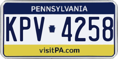 PA license plate KPV4258