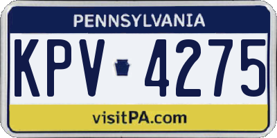 PA license plate KPV4275