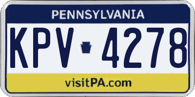 PA license plate KPV4278