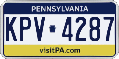 PA license plate KPV4287