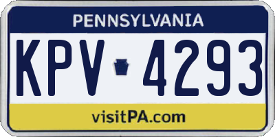 PA license plate KPV4293