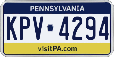 PA license plate KPV4294