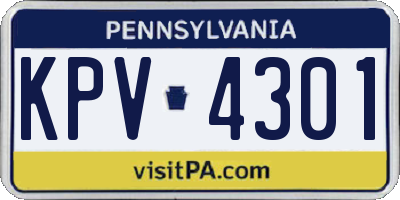 PA license plate KPV4301