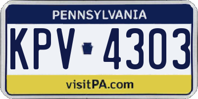 PA license plate KPV4303