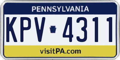 PA license plate KPV4311
