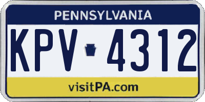 PA license plate KPV4312