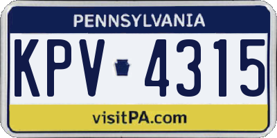 PA license plate KPV4315