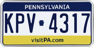 PA license plate KPV4317