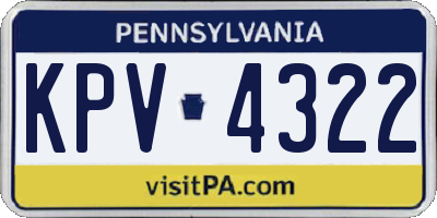 PA license plate KPV4322