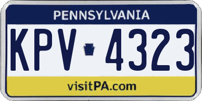 PA license plate KPV4323