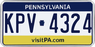 PA license plate KPV4324