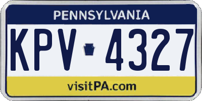 PA license plate KPV4327
