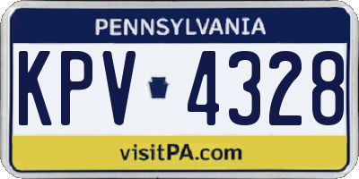 PA license plate KPV4328