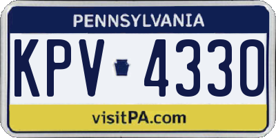 PA license plate KPV4330