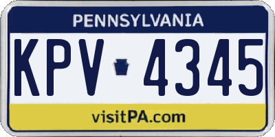 PA license plate KPV4345