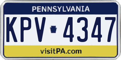 PA license plate KPV4347