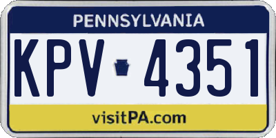 PA license plate KPV4351