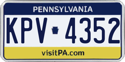 PA license plate KPV4352