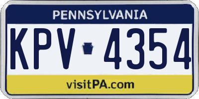 PA license plate KPV4354