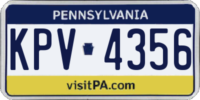 PA license plate KPV4356