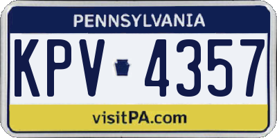 PA license plate KPV4357