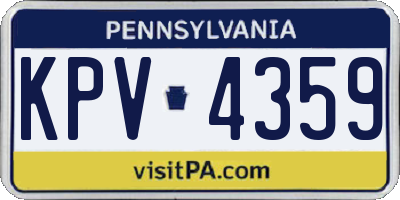 PA license plate KPV4359