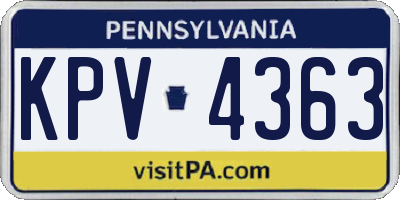 PA license plate KPV4363