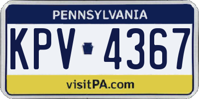 PA license plate KPV4367