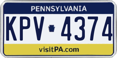PA license plate KPV4374