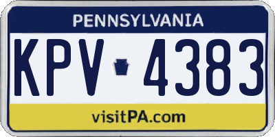 PA license plate KPV4383