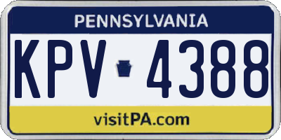 PA license plate KPV4388