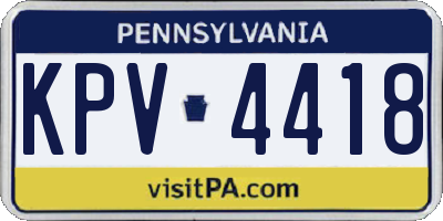 PA license plate KPV4418