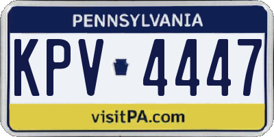 PA license plate KPV4447
