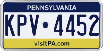 PA license plate KPV4452