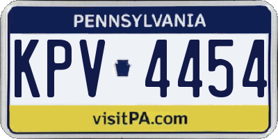 PA license plate KPV4454