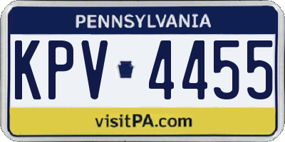 PA license plate KPV4455
