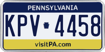 PA license plate KPV4458