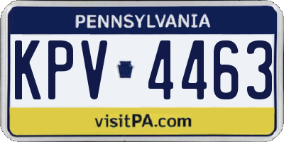 PA license plate KPV4463