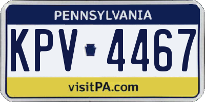 PA license plate KPV4467