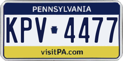 PA license plate KPV4477