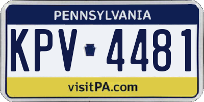 PA license plate KPV4481