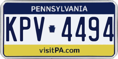 PA license plate KPV4494