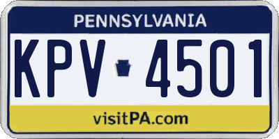 PA license plate KPV4501