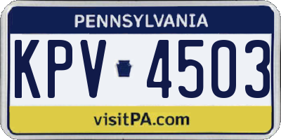 PA license plate KPV4503
