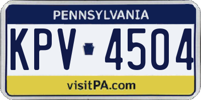 PA license plate KPV4504