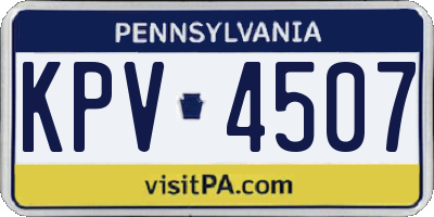 PA license plate KPV4507