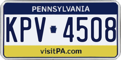 PA license plate KPV4508