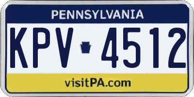 PA license plate KPV4512