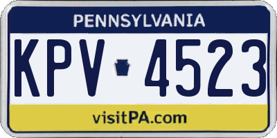 PA license plate KPV4523