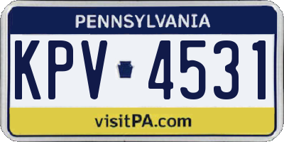 PA license plate KPV4531